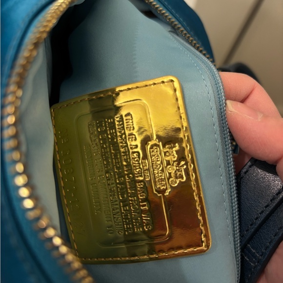 Coach Blue Handbag with Gold Accents - Picture 5 of 5